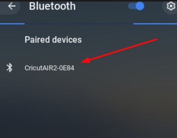 Cricut cutter should appear in the Bluetooth menu